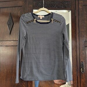 Michael Kors Nautical Striped Zipper Top